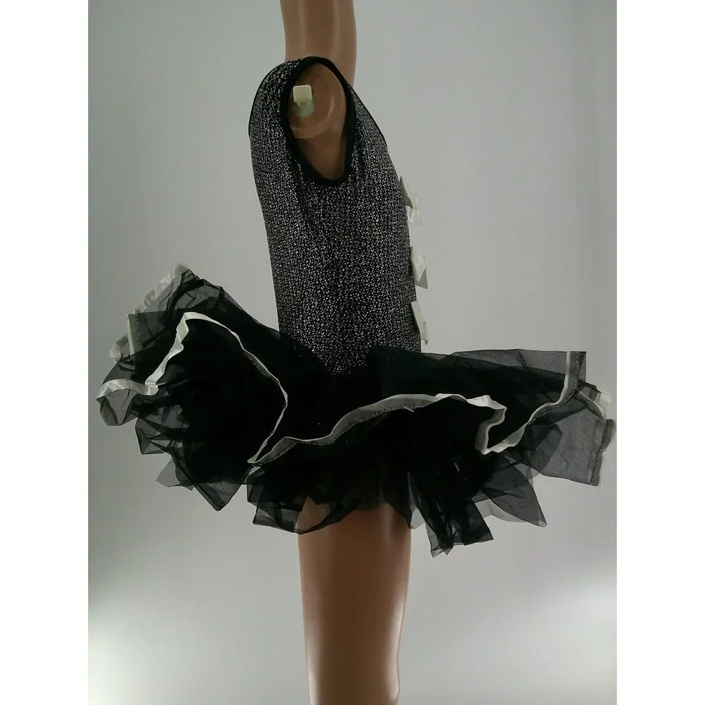 Pre-Owned Dance Costume Art Stone 2132 Medium Child Silver Tutu Jazz Glitter Tu